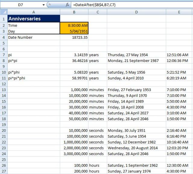 Anniversaries - Screen shot
