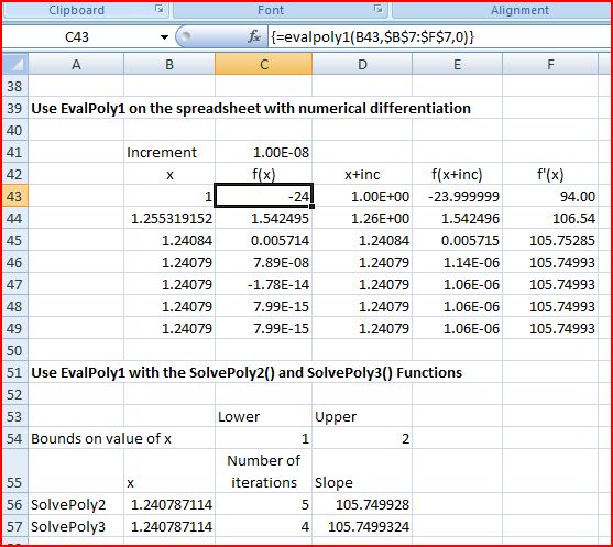 Solutions using numerical differentiation