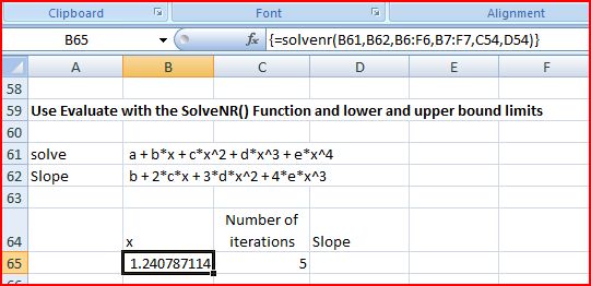 Solve equations with the SolveNR() UDF
