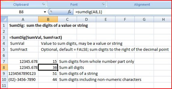 SumDig Function