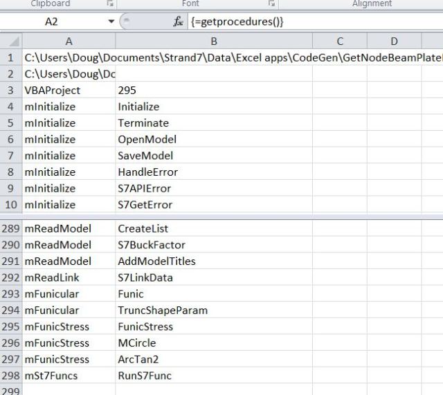 GetProcedures() UDF Output