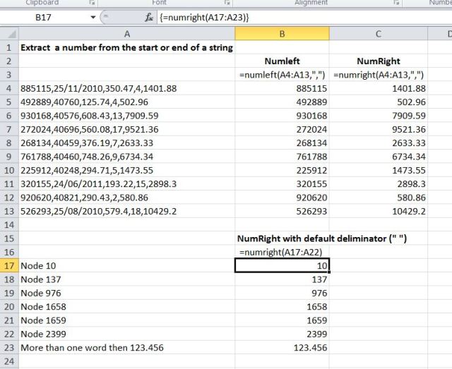 NumLeft and NumRight functions